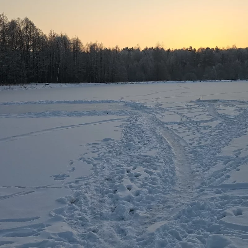 Не озере возле Шинника расчистили небольшой каток и сделали прорубь