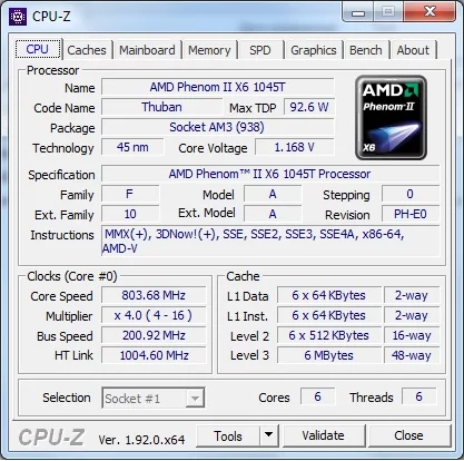 AMD Phenom II X6 1045T