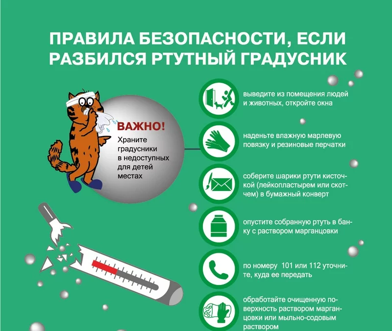 Разбитый градусник. Что делать?