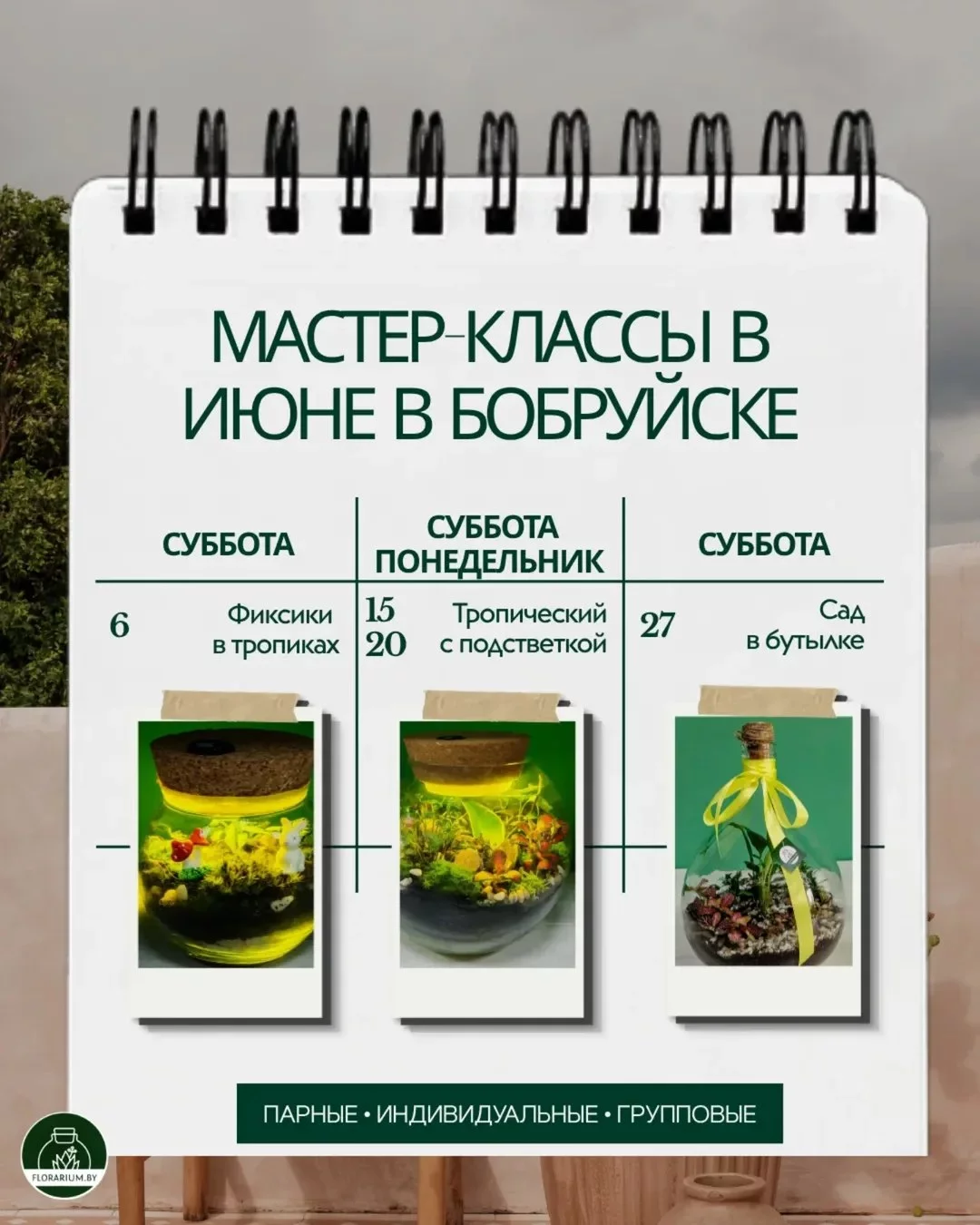 Мастер-класс по созданию флорариума в Бобруйске: расписание на июнь