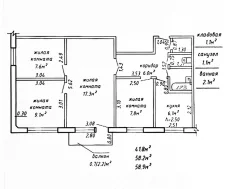 4-х комнатная квартира в центре по ул. Октябрьская, 123. 27700 у.е