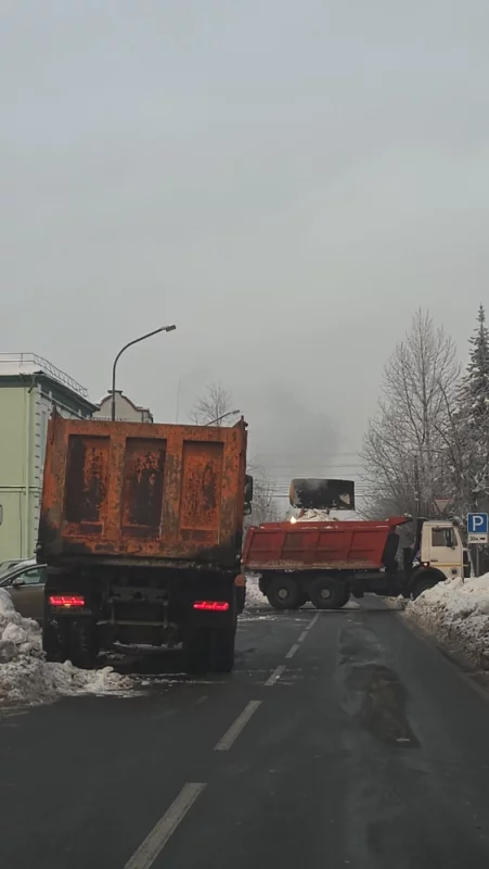 Работы по расчистке города от снега идут полным ходом. только вот незадача что снегопад был месяц назад