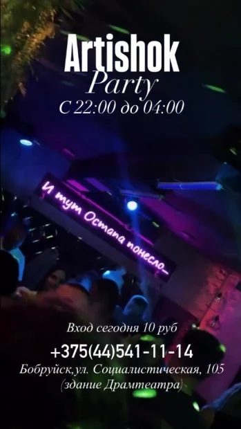 Дискотека в клуб-кафе «Artishok»