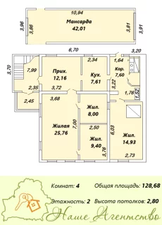 Дом с мансардным этажом в центре города