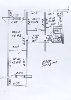 3-комнатная квартира в центре на 2 этаже