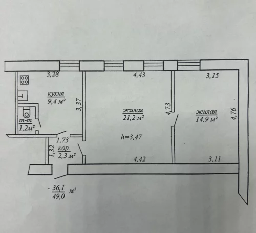 2-комнатная квартира в "Порт-Артуре"