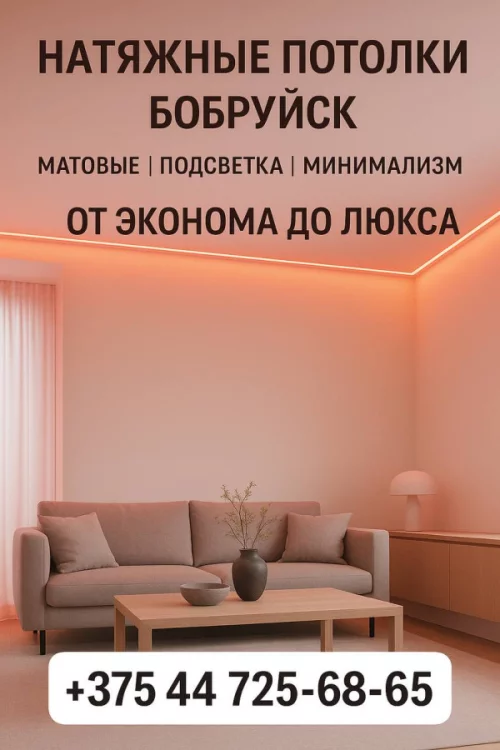 Современные натяжные потолки Бобруйск