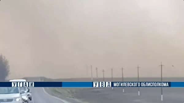 На трассе Могилёв-Бобруйск из-за пыльной бури столкнулись 5 машин: есть пострадавший