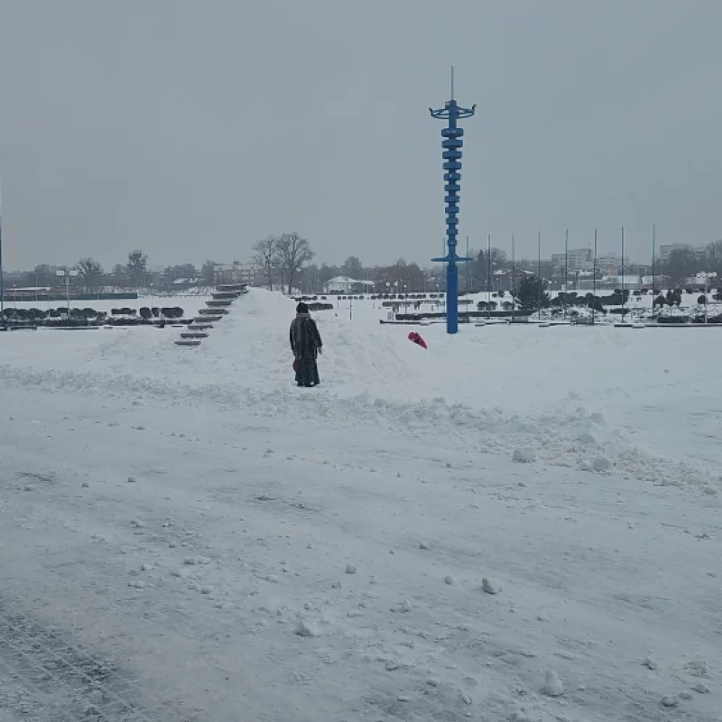 Возле Ледового соорудили горку со ступенями