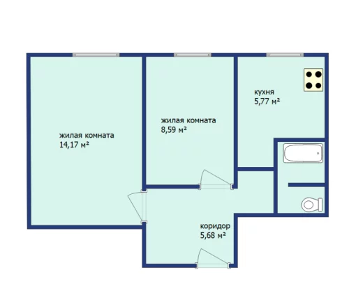 2х комнатная квартира в центре города