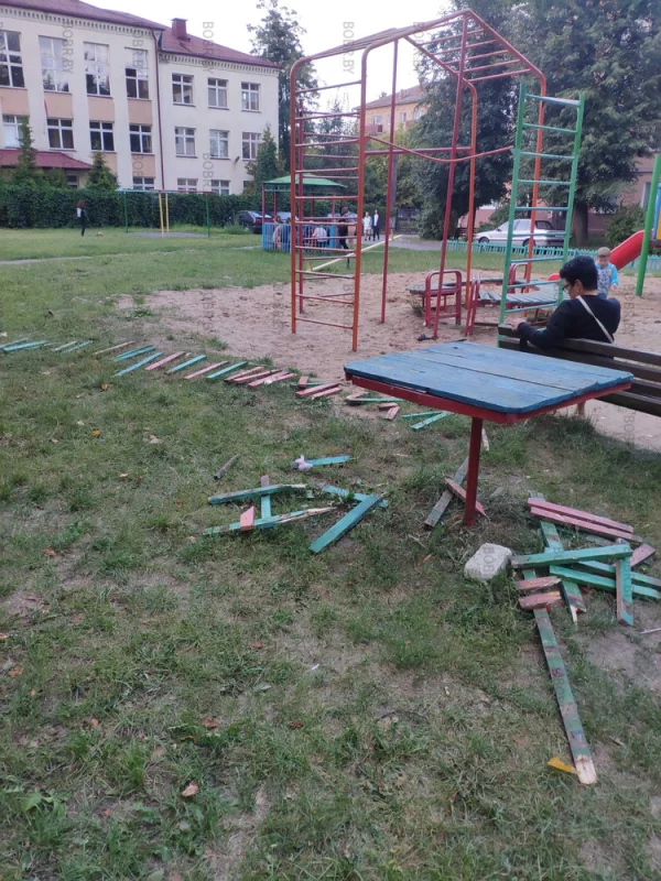 Детская площадка была обнесена забором, забор сломался а у детей игрушек нету И они играются сломанным забором. Вопрос, когда жеу построит забор? Ломать не строить!