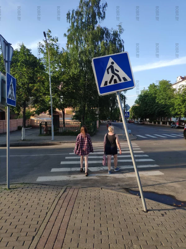 Пьяный знак, прямо напротив отделения милиции.
