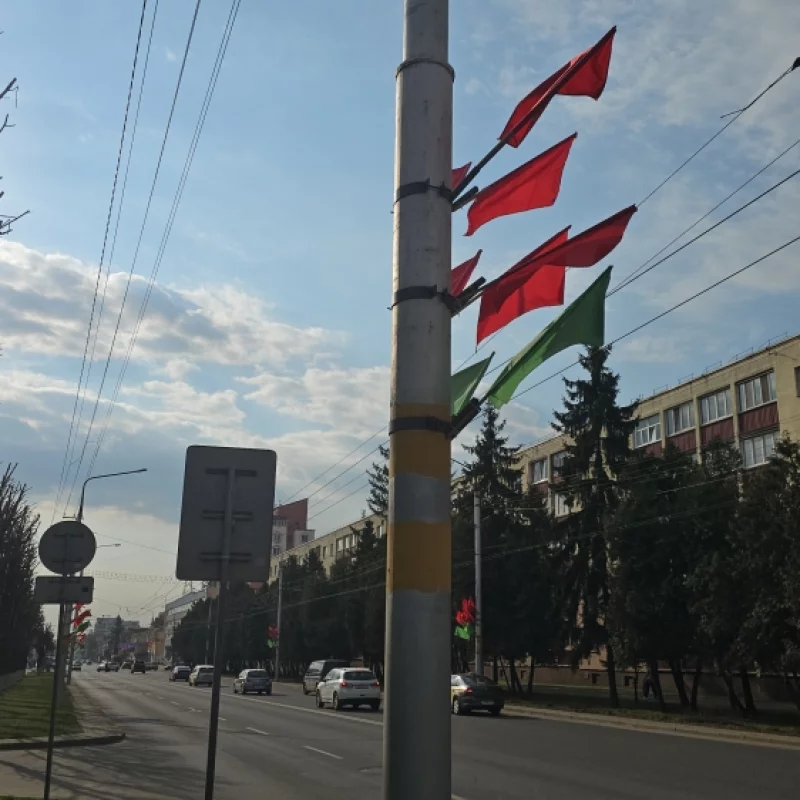 Минскую украсили флажками. Наверное в честь дня единение народов Беларуси и России