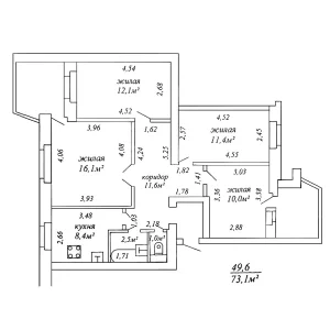 Просторная 4-комн. квартира в кирп. доме 1997 гп. ул. К.Маркса, 322А