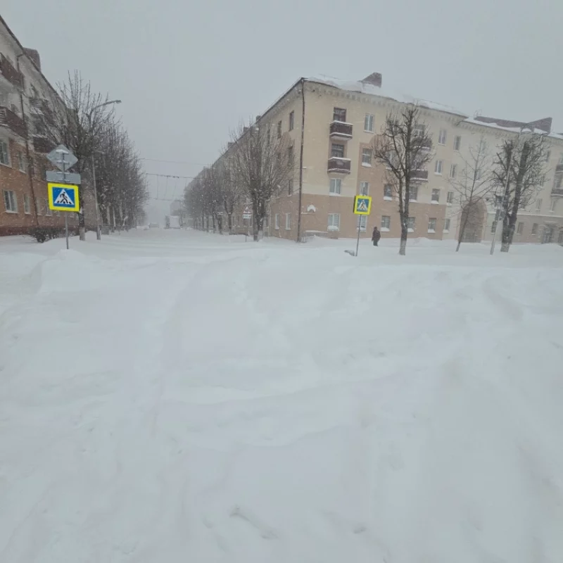 Бобруйск накрыла снегом.